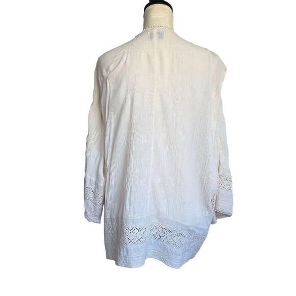 American Eagle Women's L/XL Cream Open Front Cardigan Lace Boho Chic Sweater - Picture 3 of 7